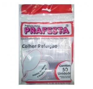 COLHER  DESCARTÁVEL REFEIÇÃO CRISTAL PRAFESTA PCT COM 50 UNID.