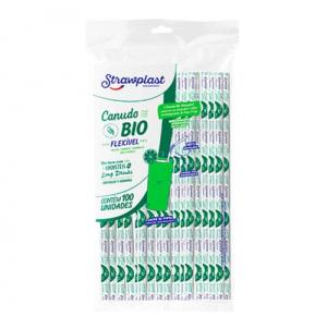 CANUDO BIODEGRADÁVEL FLEXÃVEL SACHÊS 6MM STRAWPLAST PCT COM 100 UNID.