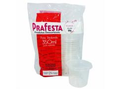 POTE PP REDONDO 350ML PRAFESTA KIT COM 24 UNIDADES