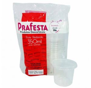 POTE PP REDONDO 350ML PRAFESTA KIT COM 24 UNIDADES