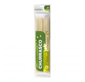 ESPETO CHURRASCO BAMBU NATURAL 30cm LISO PC 50