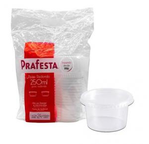 POTE PP REDONDO 250ML PRAFESTA KIT COM 24 UNIDADES