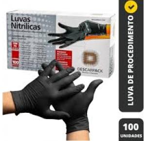 LUVA NITRILICA DE PROCEDIMENTO PRETA CX COM 100